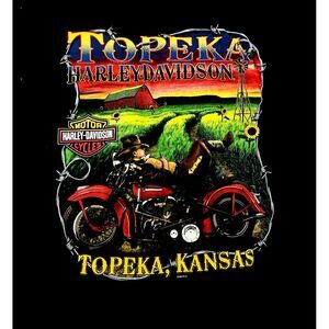 Harley-Davidson Long Sleeve Black T-shirt Topeka, Kansas Authentic Size2XL
